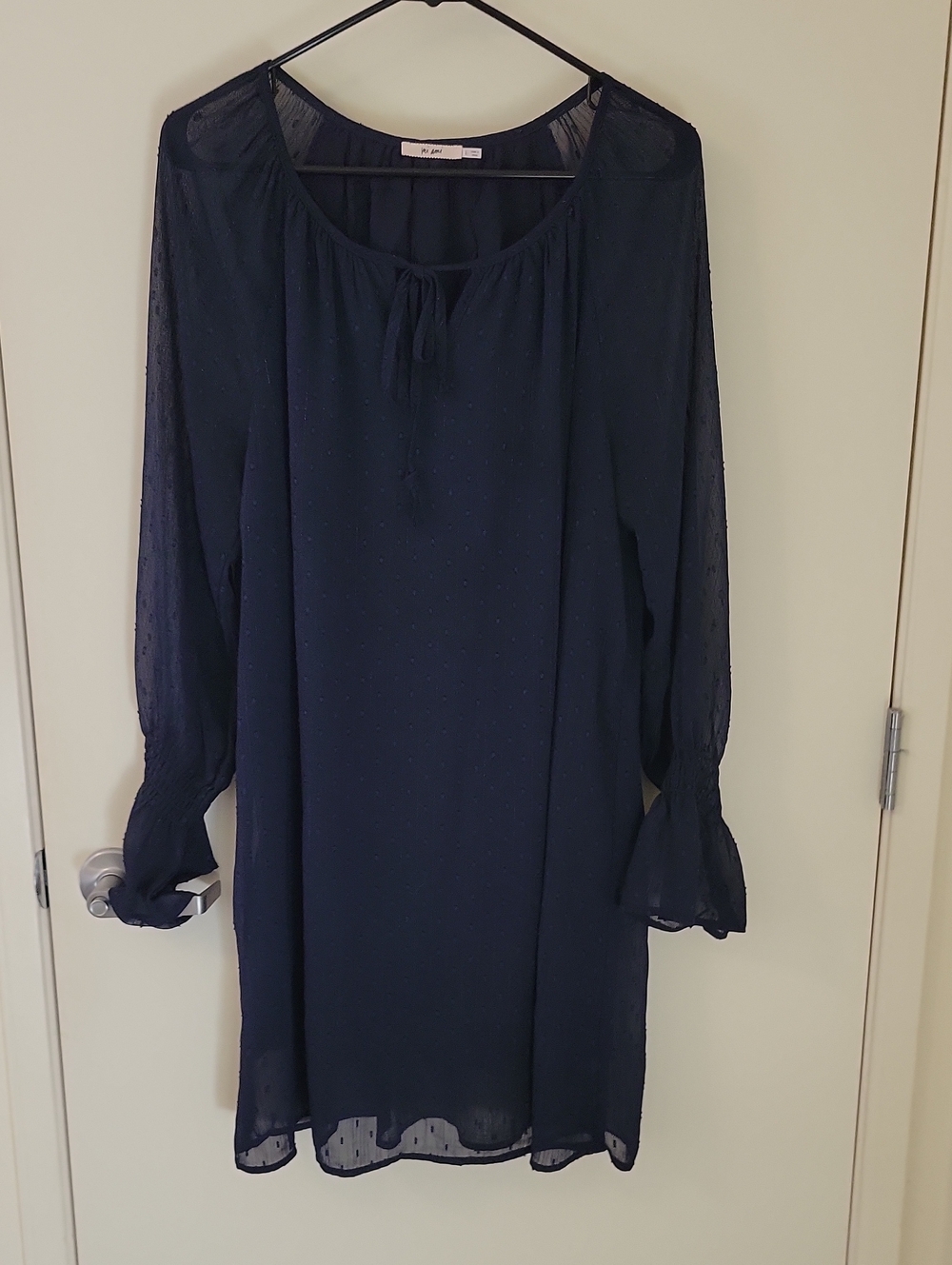 Mi Ami Navy Long-Sleeve Tie-Front Shift Dress